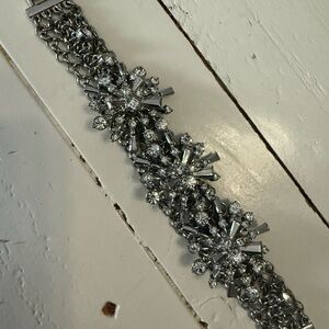 Vintage 80s BR Marked Starburst Bracelet Silver Tone Crystal Accents Celestial